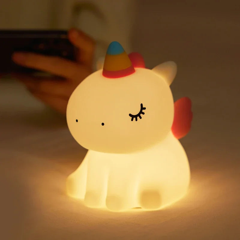 Veilleuse enfant licorne en silicone, lampe de nuit LED tactile USB rechargeable