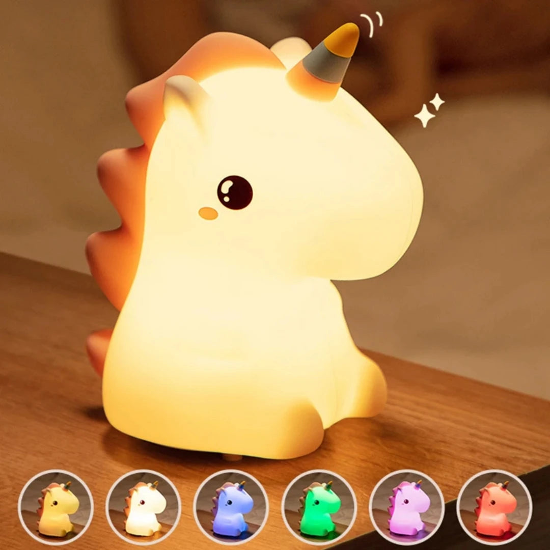 Veilleuse enfant licorne en silicone, lampe de nuit LED tactile USB rechargeable